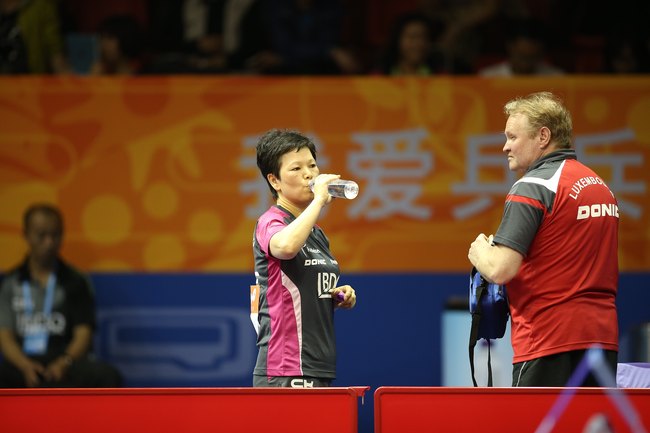 Ni Xialian és férje a 2015 évi asztalitenisz világbajnokságán